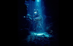 	   Light in underwater cave