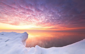 Pink sunset in Antarctica