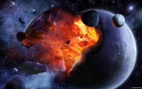 Кусок планеты отлетел в сторону
