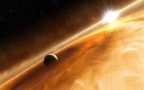 Планета пробивается сквозь туманность