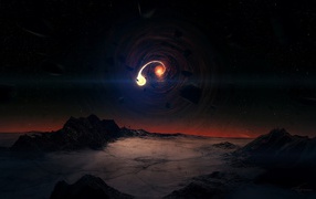 Planet inevitably flies into a black hole