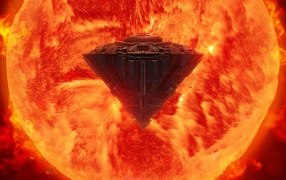 Космический корабль перед Солнцем