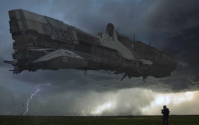 Космический корабль садится на чужую планету