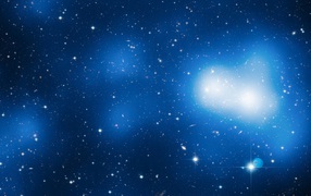 Звезды и галактики в голубом космосе