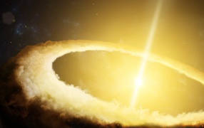 Луч плазмы пробил туманность в космосе