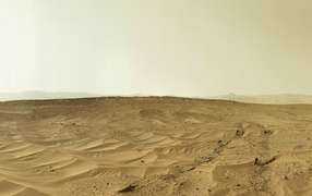 The surface of Mars filmed on the photo using the rover