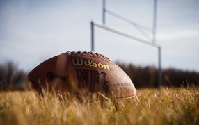 Мяч для американского футбола на поле