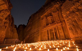 Candles at the entrance to Petra