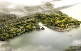 Кусочки суши среди воды