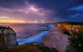 Thunderstorm over the sea in Australia