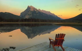 Chaise lounge on the lake, Banff, Canada