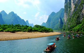 Rafting trips on the river in China