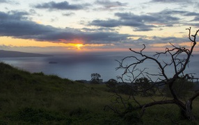 Sunset over the sea, Hawaii