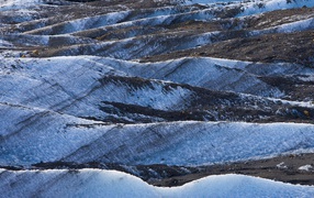 Snow-covered slopes of the mountains in Iceland