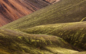 The slopes of the mountains in Iceland