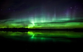 Northern lights over the water in Norway