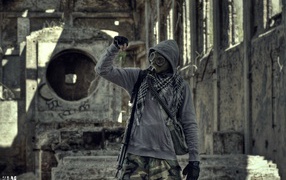Stalker in an abandoned building in Poland