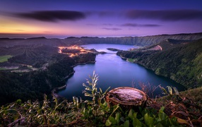 Panorama mountain lake, Portugal