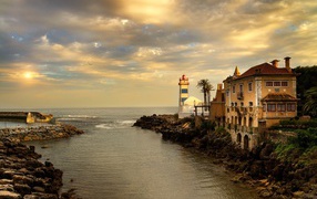 The mouth of the river near the sea in Portugal