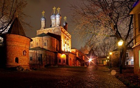 The ancient monastery in the vast Russian