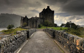 Stone road to the castle in Scotland