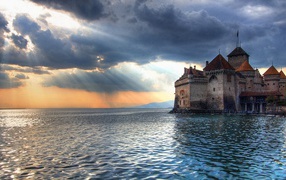 Castle near the water in Switzerland