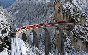 Railway in the mountains of Switzerland