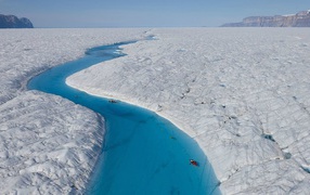 Blue River Petermann Glacier. Greenland