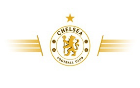 Футбольный клуб Челси, логотип золотой на белом