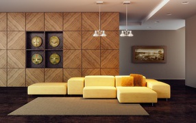 Составной желтый диван