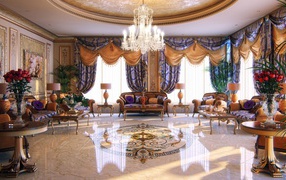 Интерьер гостиной в богатом доме