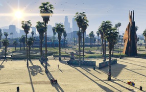 Palm trees on the beach, the game Grand Theft Auto V