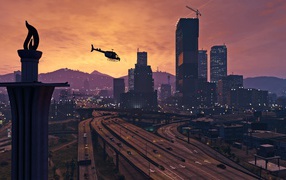 Panorama of the metropolis in the game Grand Theft Auto V