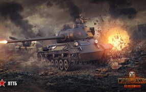 Взрыв у танка в игре World of Tanks