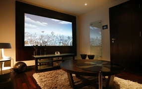 Интерьер комнаты с кинотеатром