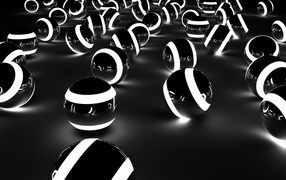 Черно белые шары 3D графика 