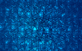 Синий фрактальный рисунок с зеркальными квадратами