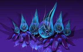 Фантастические лепестки на фиолетовом фоне 3д графика