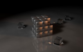 Стеклянный кубик Рубика 3D графика 
