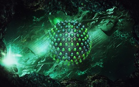 Зеленая сфера рендеринг, абстракция 