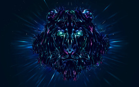 Неоновый лев 3д графика