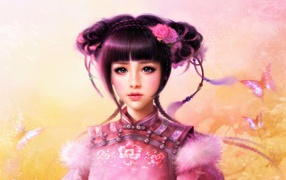 Красивая молодая девушка азиатка фэнтези