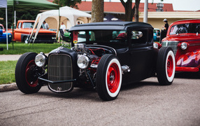 Black retro car Hot Rod