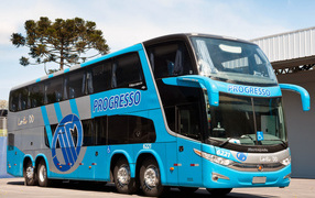 Синий большой автобус Marcopolo Paradiso G7 1800 DD 8×2