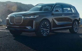 Стильный черный внедорожник BMW X7, 2018
