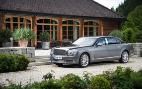 Silver car Bentley Mulsanne at home