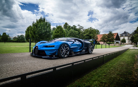 Синий спортивный автомобиль  Bugatti Chiron 
