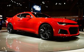 Red Chevrolet Camaro ZL1 sports coupe 2017