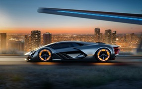 Спортивный автомобиль  Lamborghini Terzo Millennio на скорости