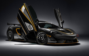 Спортивный автомобиль McLaren 570S GT4 с открытыми дверями